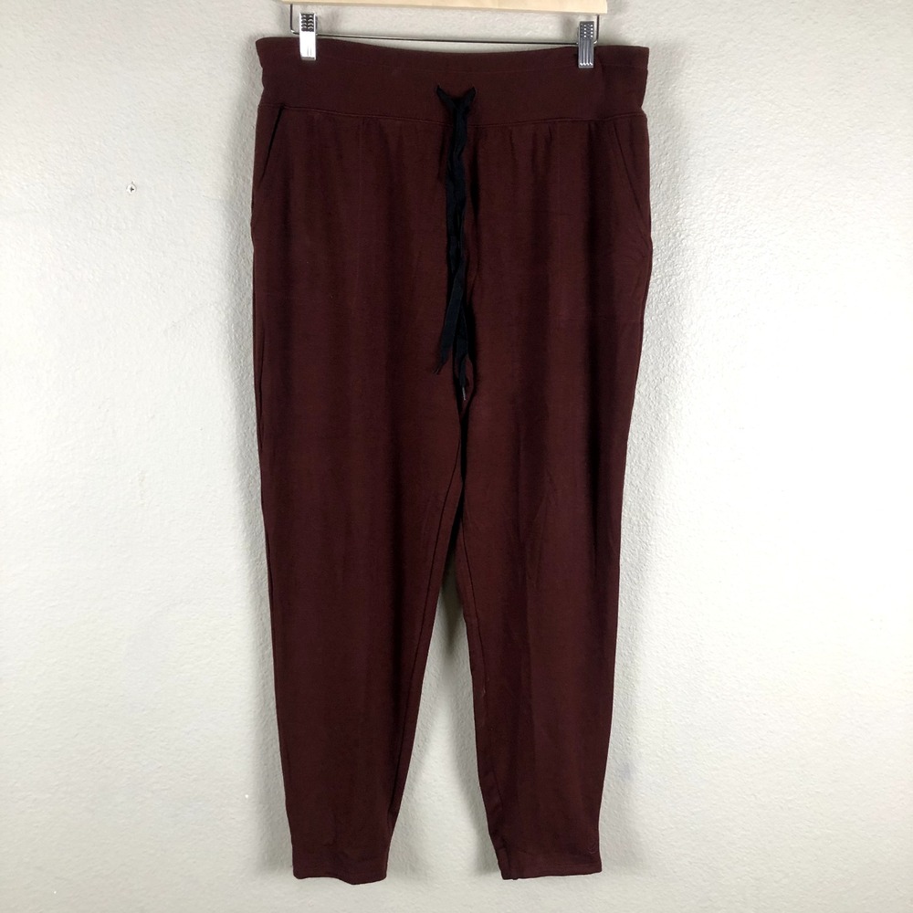 Cuddl‎ Duds Ultra Cozy Jogger Pants Women L Red Soft Lounge Pull On Loungewear